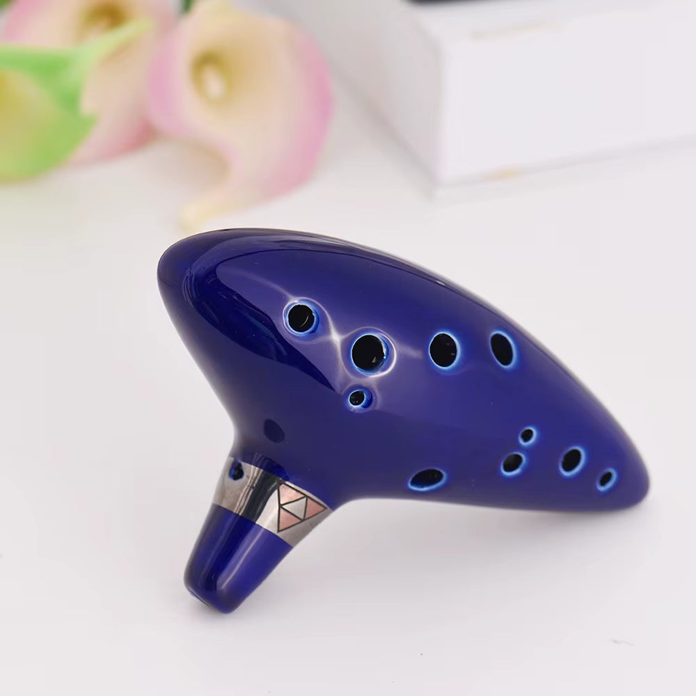 12 Hole Ocarina Ceramic Alto C Vessel Flute Wind Musical Instrument with Song Book Neck String Neck Cord and Music Score