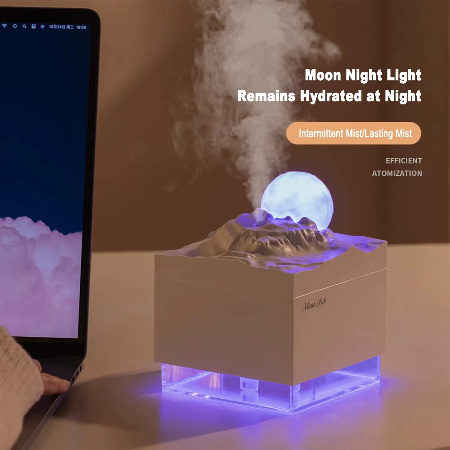 Scent Diffuser Cool Mist Humidifiers LED Essential Oil Moon Lamp Air Humidifier Aroma Diffuser Night Light for Home Office