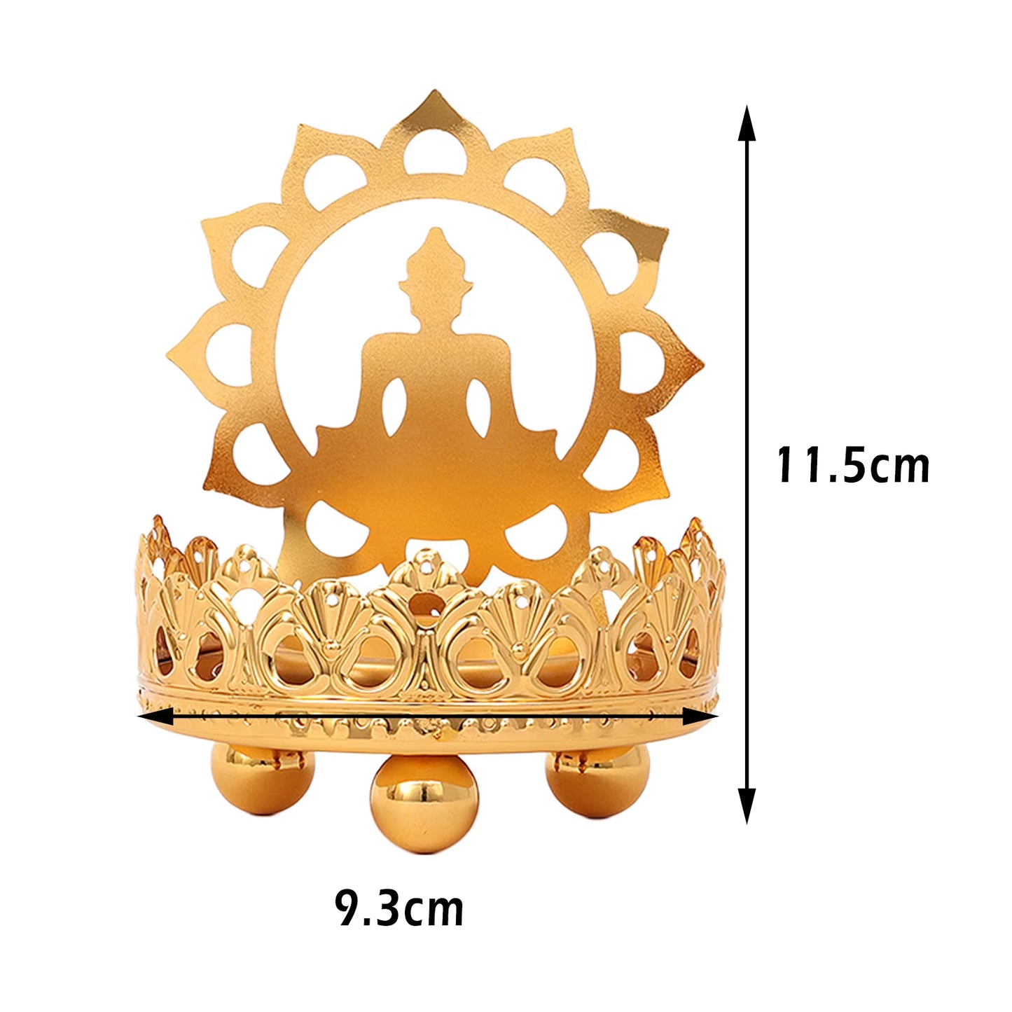 Retro Hollow Carved Tealight Candle Holder Buddha Ghee Lamp Holder Light Desktop Decoration Ornaments Buddhist Supplies Gift