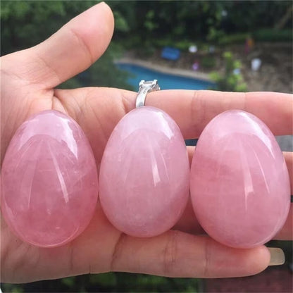 Natural Pink Rose Quartz Crystal Egg Ball Magic Sphere Healing