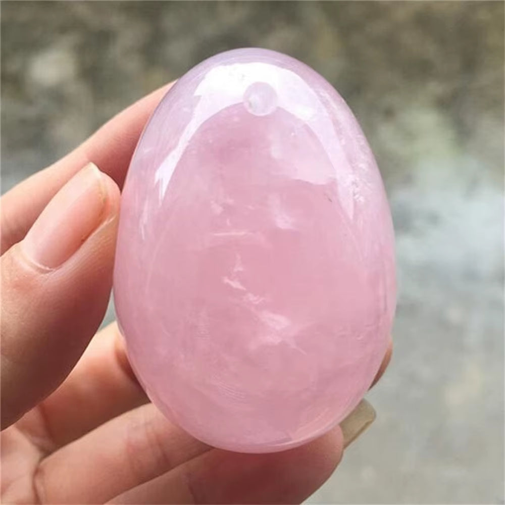 Natural Pink Rose Quartz Crystal Egg Ball Magic Sphere Healing