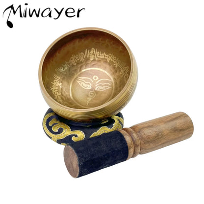 Tibetan Singing Bowl Set Flower of Life Unique Gift Helpful for Meditation Yoga Stress Relief Prayer and Mindfulness