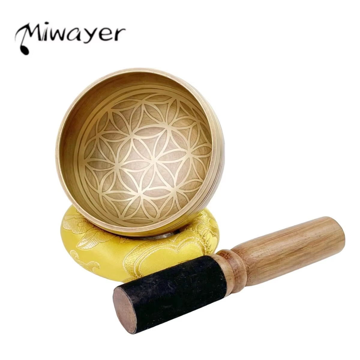 Tibetan Singing Bowl Set Flower of Life Unique Gift Helpful for Meditation Yoga Stress Relief Prayer and Mindfulness