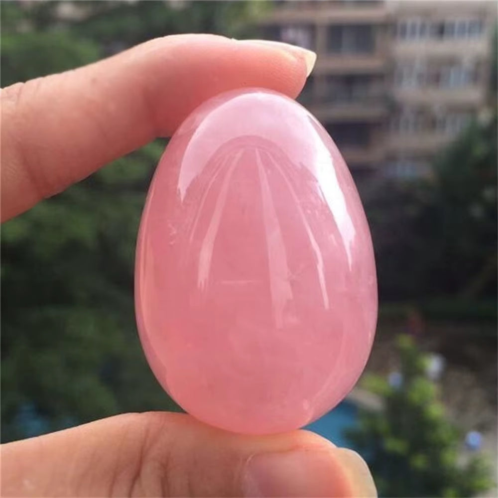 Natural Pink Rose Quartz Crystal Egg Ball Magic Sphere Healing