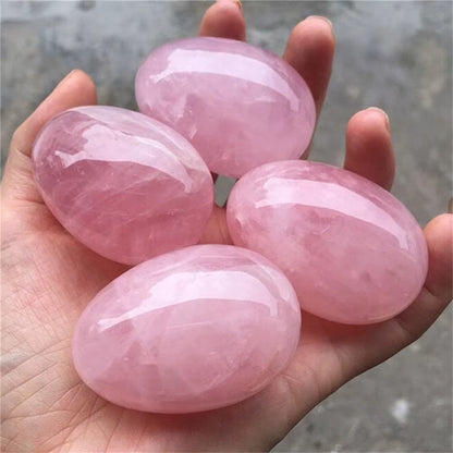 Natural Pink Rose Quartz Crystal Egg Ball Magic Sphere Healing