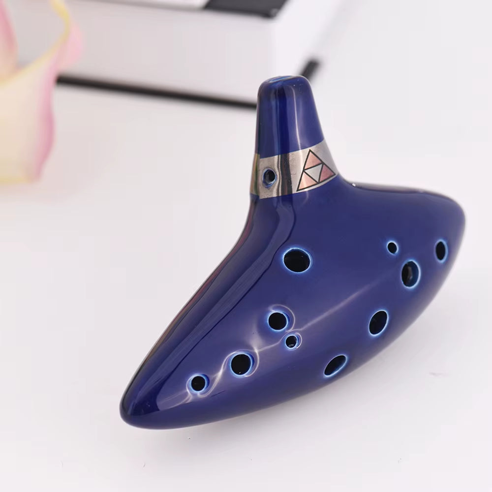 12 Hole Ocarina Ceramic Alto C Vessel Flute Wind Musical Instrument with Song Book Neck String Neck Cord and Music Score