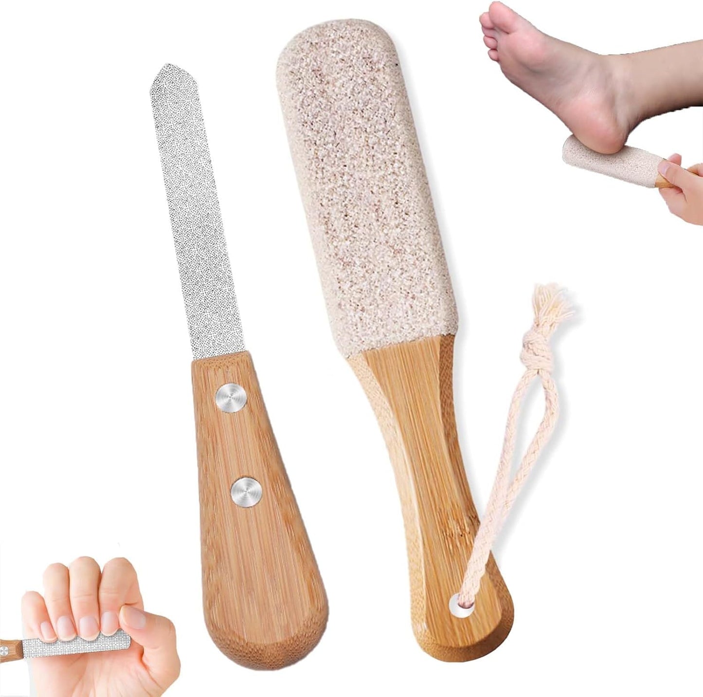 2 Pcs Pumice Stone for Feet, Double Sided Pumice Stone Feet Hard Skin Remover, Foot Files Scrubber Hard Skin Remover, Foot Grater for Foot Cracked Heels, Dead Skin, Hard Skin (White)